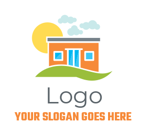 property logo motel on grass with sun and clouds
