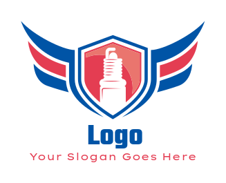 auto logo auto shop plug in shield with wings