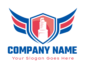 design an auto logo auto shop plug inside the shield with wings 