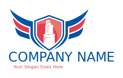 auto logo auto shop plug in shield with wings