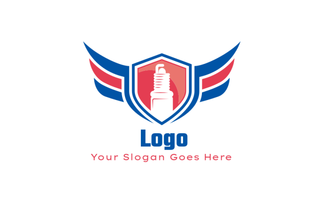 auto logo auto shop plug in shield with wings
