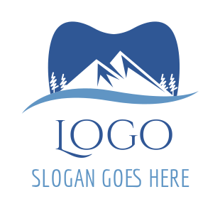 dental logo tooth with mountains and trees