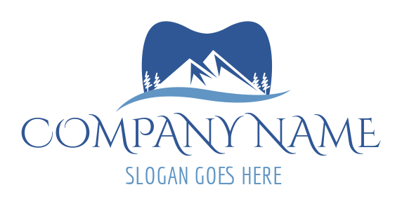 dental logo tooth with mountains and trees