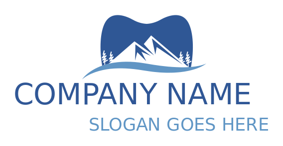 dental logo tooth with mountains and trees