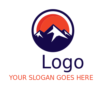 design a landscape logo mountain with sun in circle 