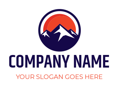 design a landscape logo mountain with sun in circle 