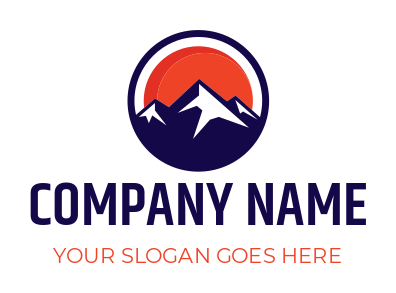 design a landscape logo mountain with sun in circle 