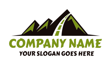 travel logo mountains and driving road track