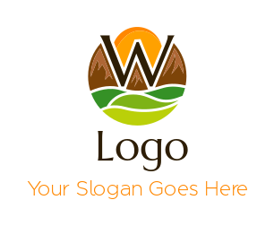 alphabet logo mountains forming Letter W
