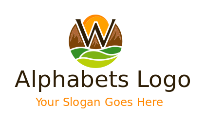 alphabet logo mountains forming Letter W