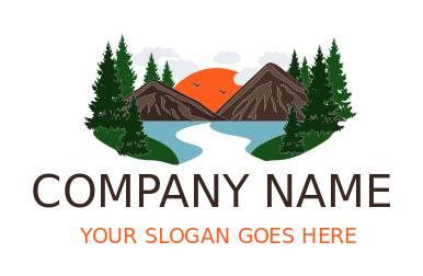 landscape logo mountains cloud trees and grass