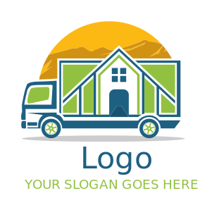 Movers logo online truck with house