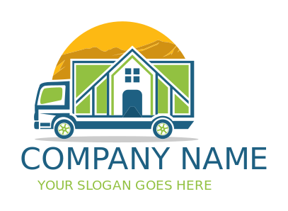 Movers logo online truck with house