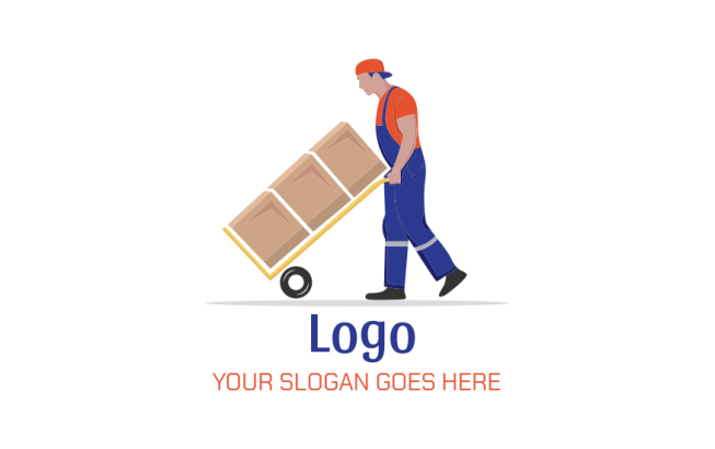 Movers man with cart logo maker