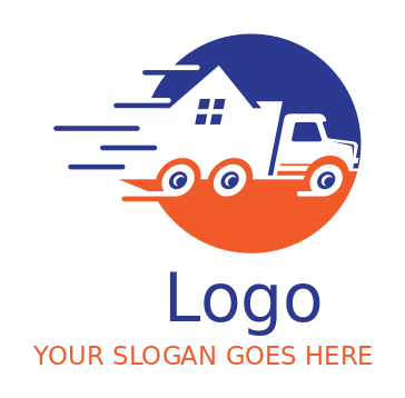 movers logo truck with house inside circle