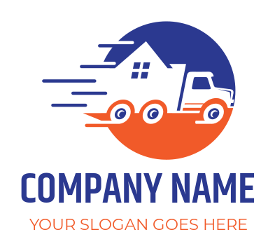 movers logo truck with house inside circle