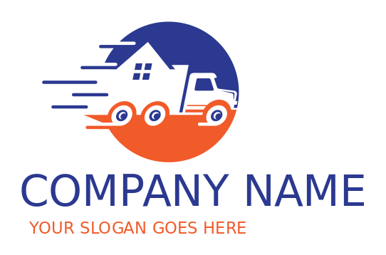 movers logo truck with house inside circle