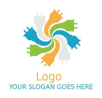 electrician logo multiple plugs forming flower