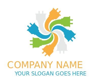 electrician logo multiple plugs forming flower