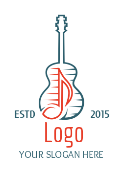 music logo note inside acoustic guitar outline