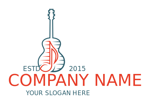 music logo note inside acoustic guitar outline