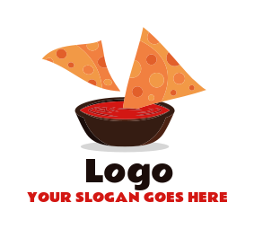 Mexican restaurant logo symbol nachos on dip 