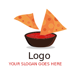 Mexican restaurant logo symbol nachos on dip 