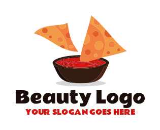 Mexican restaurant logo symbol nachos on dip 