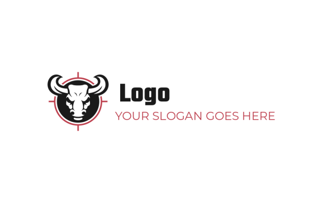animal logo icon negative space bull face in circle 