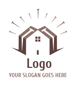 handyman logo nails on negative space house
