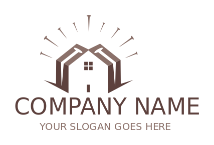handyman logo nails on negative space house
