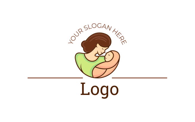 nanny logo or mother holding infant baby