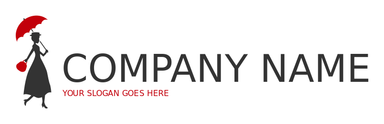 childcare logo nanny with umbrella and purse