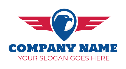 negative space American eagle merged in location pin logo idea 