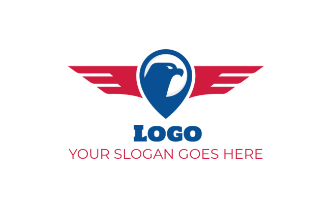 negative space American eagle merged in location pin logo idea 