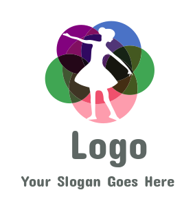dance school logo ballerina in colorful circles