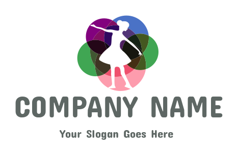 dance school logo ballerina in colorful circles