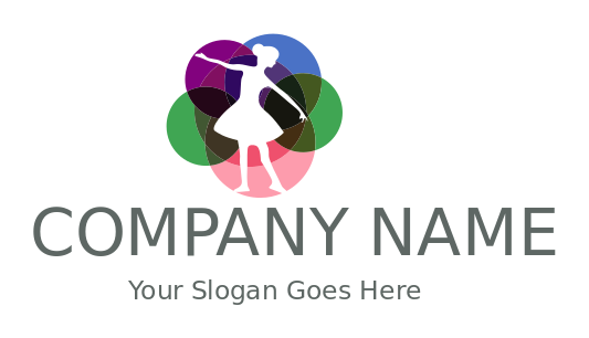 dance school logo ballerina in colorful circles