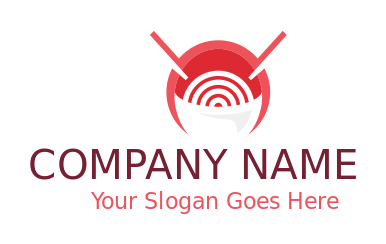 food logo negative space bowl noodles chopsticks