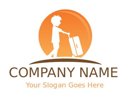 travel logo negative space boy holding luggage