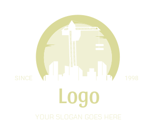 construction logo buildings with crane in circle