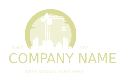 construction logo buildings with crane in circle