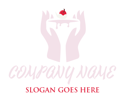 food logo hands holding negative space cake