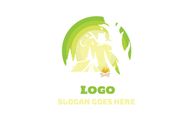 travel logo icon negative space camping tent