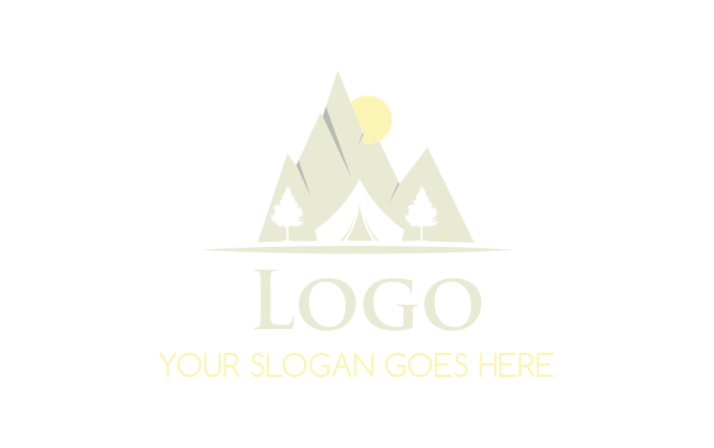 landscape logo mountains with tent and trees