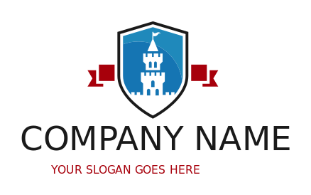 insurance logo negative space castle in shield