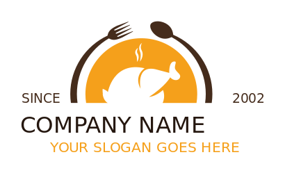 restaurant logo chicken in cloche with cutlery