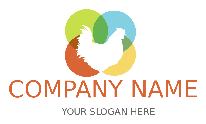 farm logo chicken in multicolored circles