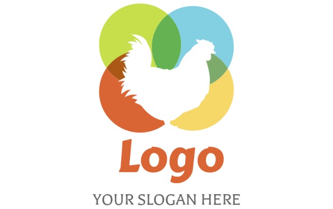 farm logo chicken in multicolored circles