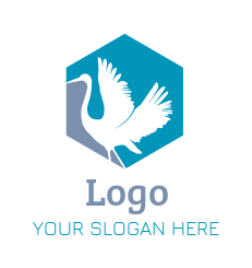 animal logo crane bird inside hexagon